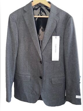 Calvin Klein Stretch Slim Fit Gray Blazer Sz 38R NWT!